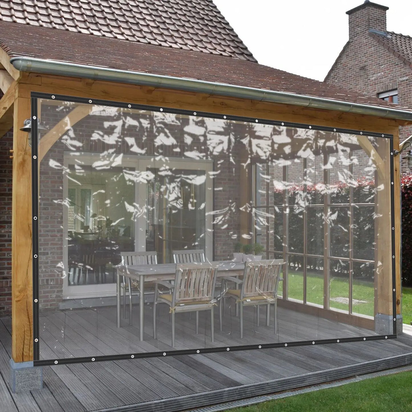 Transparent Rainproof Tarp with Triple Sealing Rings - Ultimate for Multiple Outdoor Scenarios! Ideal for Patio Shading, Wind Protection