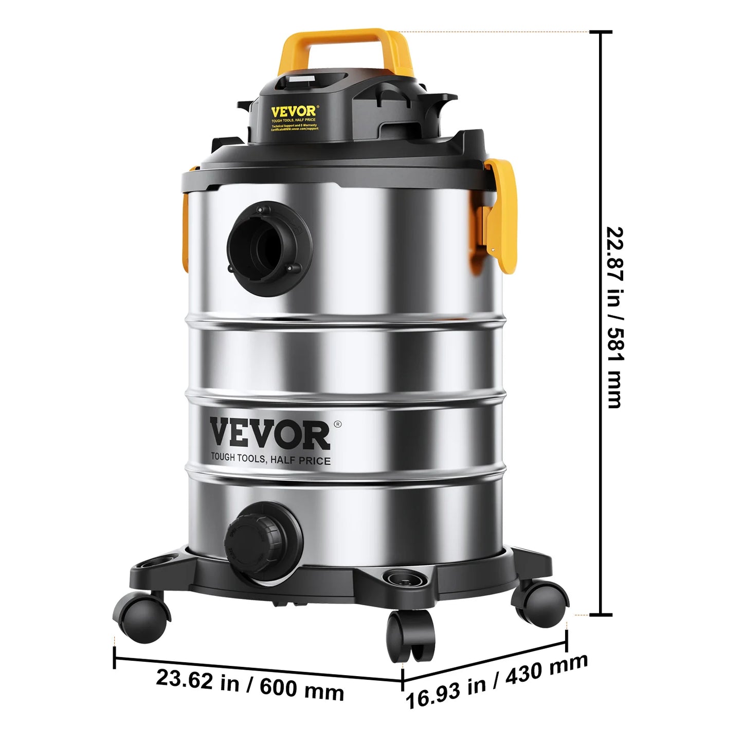 SucceBuy Stainless Steel Wet Dry Shop Vacuum Wet  Dry Vac Powerful Suction  Small Shop Vac Perfect for Carpet Debris  Pet  Hair