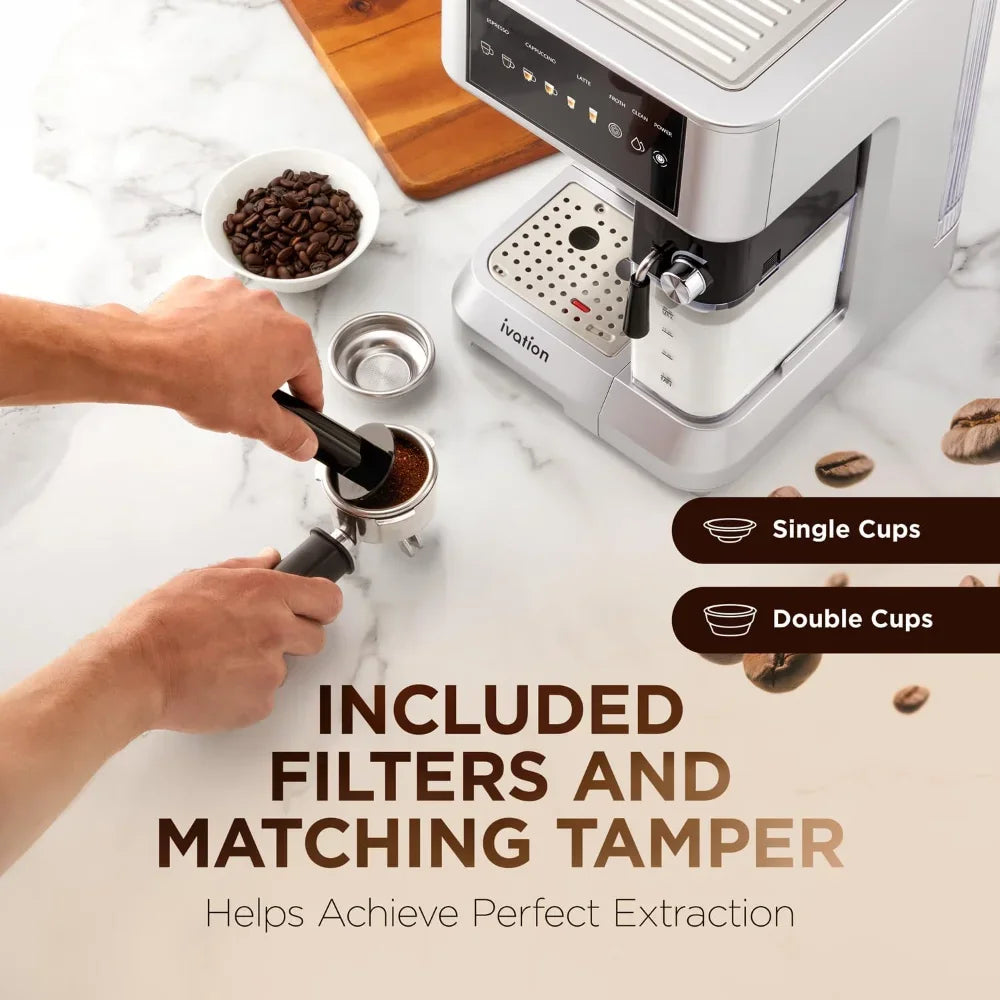 recommend.58mm | Coffee Machine for Home |Espresso & Cappuccino Maker w/Milk Frother | Single