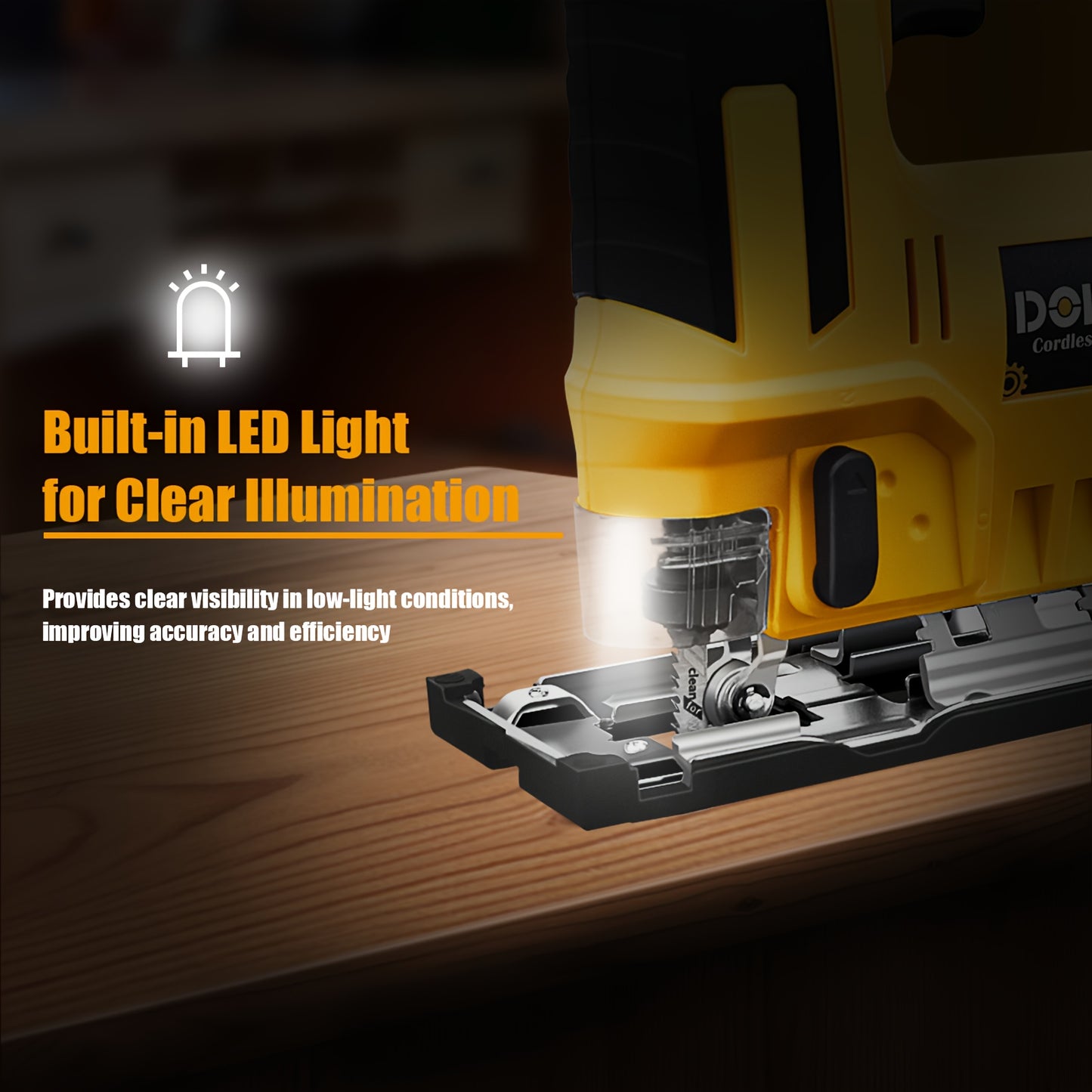 Compatible Jigsaw, 0°-45° Bevel Cutting, With LED Work Light, Battery And Fast Charger Cordless Top Saw, Adjustable In 3 Modes (straight/curved/bevel Cutting) -the Perfect Christmas Gift For Men And Fathers