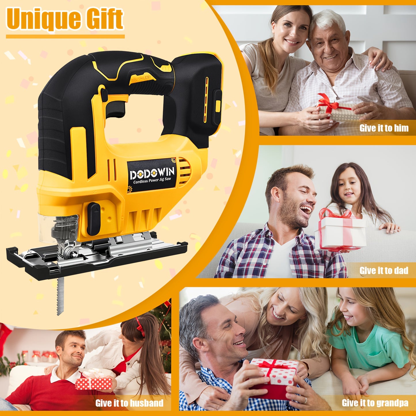 Compatible Jigsaw, 0°-45° Bevel Cutting, With LED Work Light, Battery And Fast Charger Cordless Top Saw, Adjustable In 3 Modes (straight/curved/bevel Cutting) -the Perfect Christmas Gift For Men And Fathers