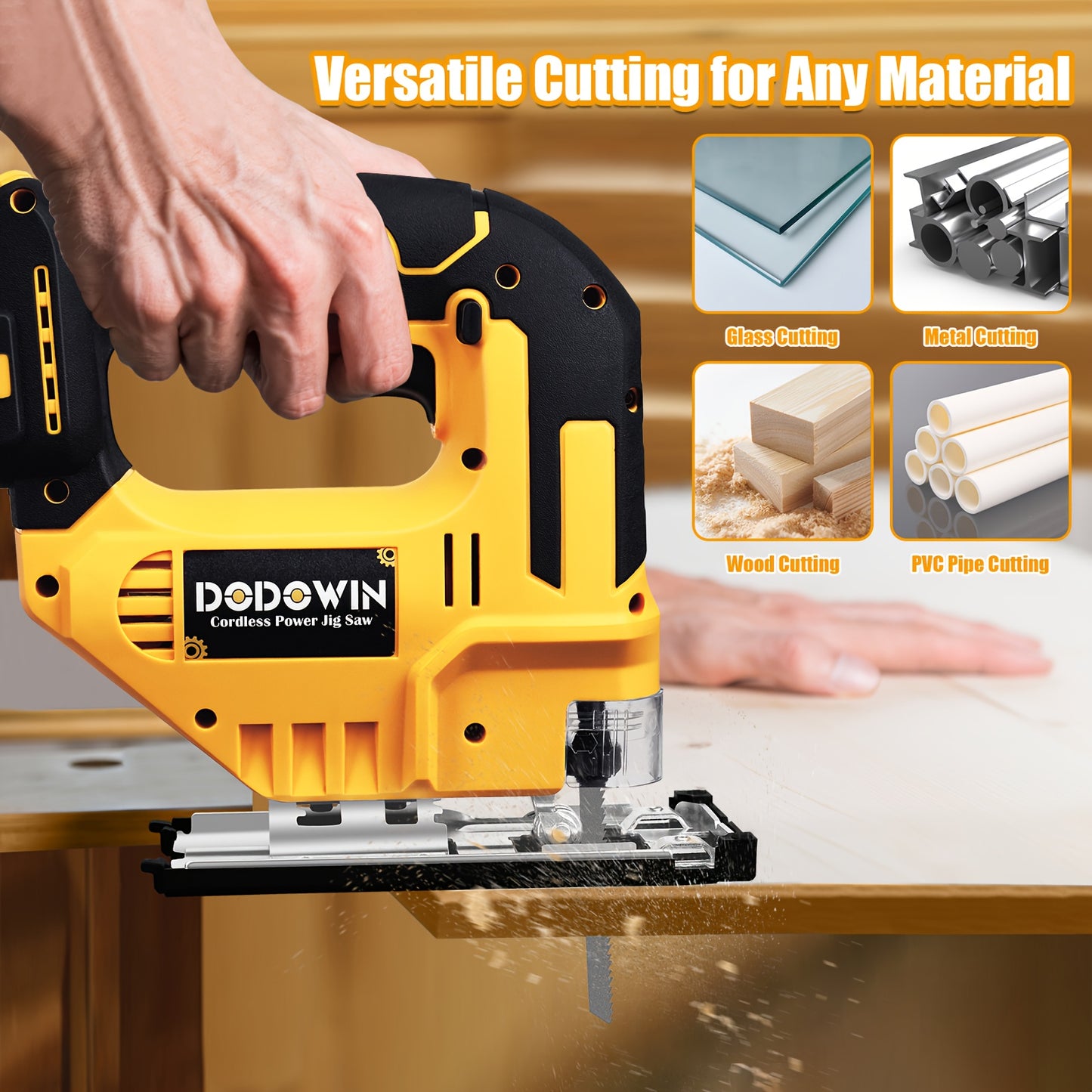 Compatible Jigsaw, 0°-45° Bevel Cutting, With LED Work Light, Battery And Fast Charger Cordless Top Saw, Adjustable In 3 Modes (straight/curved/bevel Cutting) -the Perfect Christmas Gift For Men And Fathers