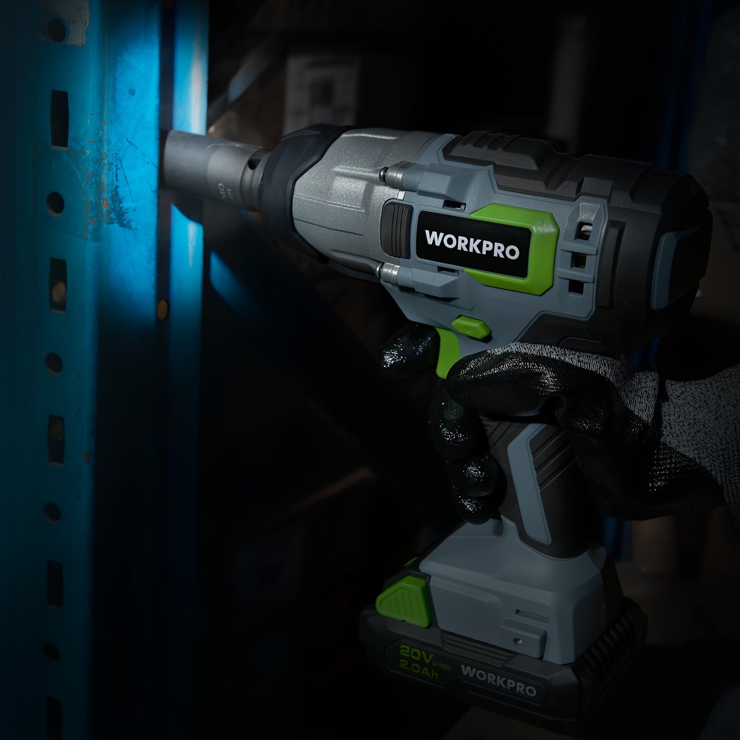 [WORKPRO 20V Impact Wrench] WORKPRO 20V Cordless Impact Wrench, 1/2-inch, 320ft Pounds Max Torque, 2.0Ah Li-ion Battery with Fast Charger, Belt Clip for Easy Carrying, Fathers Day Gifts